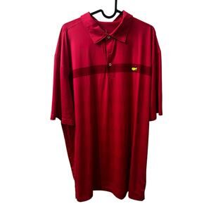 Masters Performance Men's Short Sleeve Golf Polo Shirt Red Striped lightweight